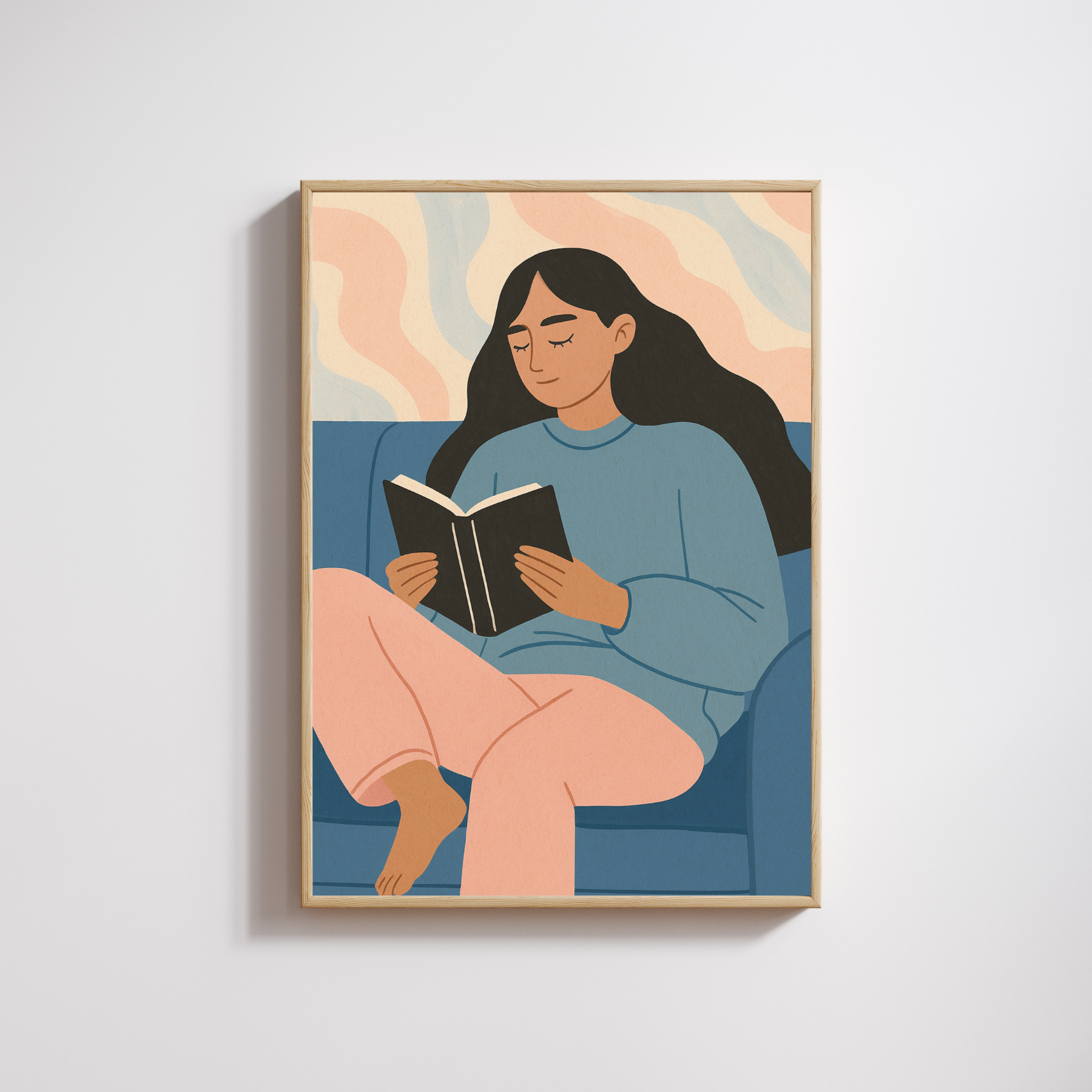 Cozy Bookish Modern Woman Reading