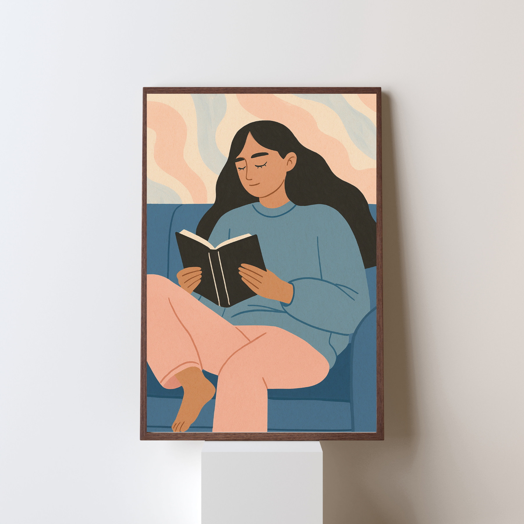 Cozy Bookish Modern Woman Reading