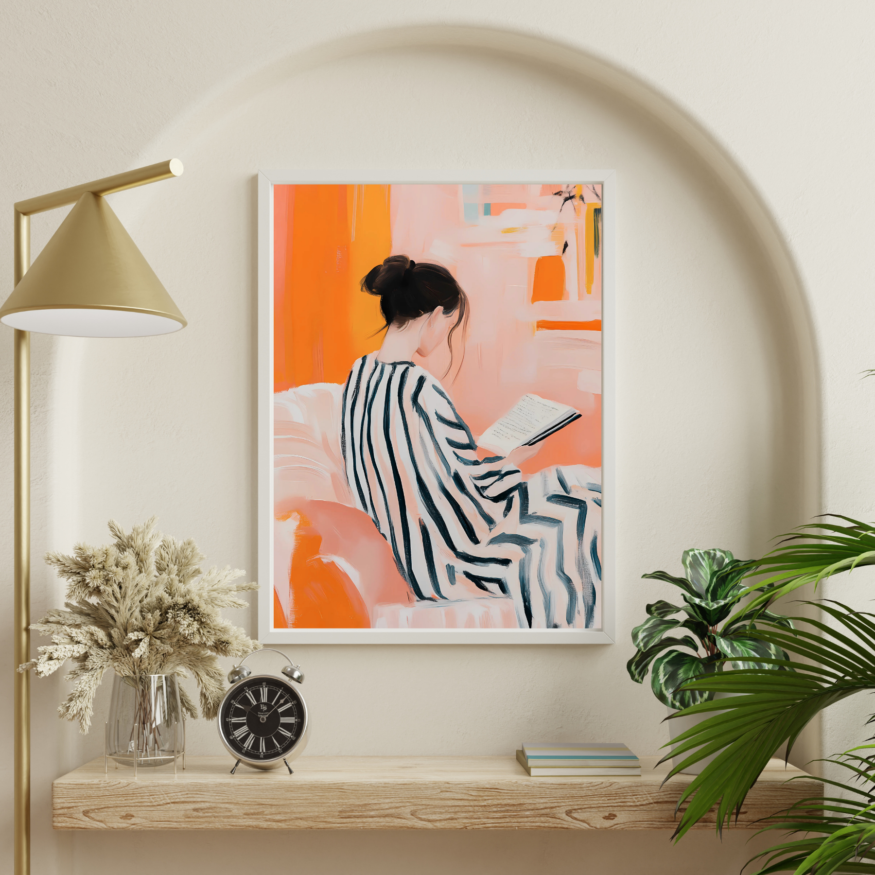 Cozy Bookish Modern Woman Reading