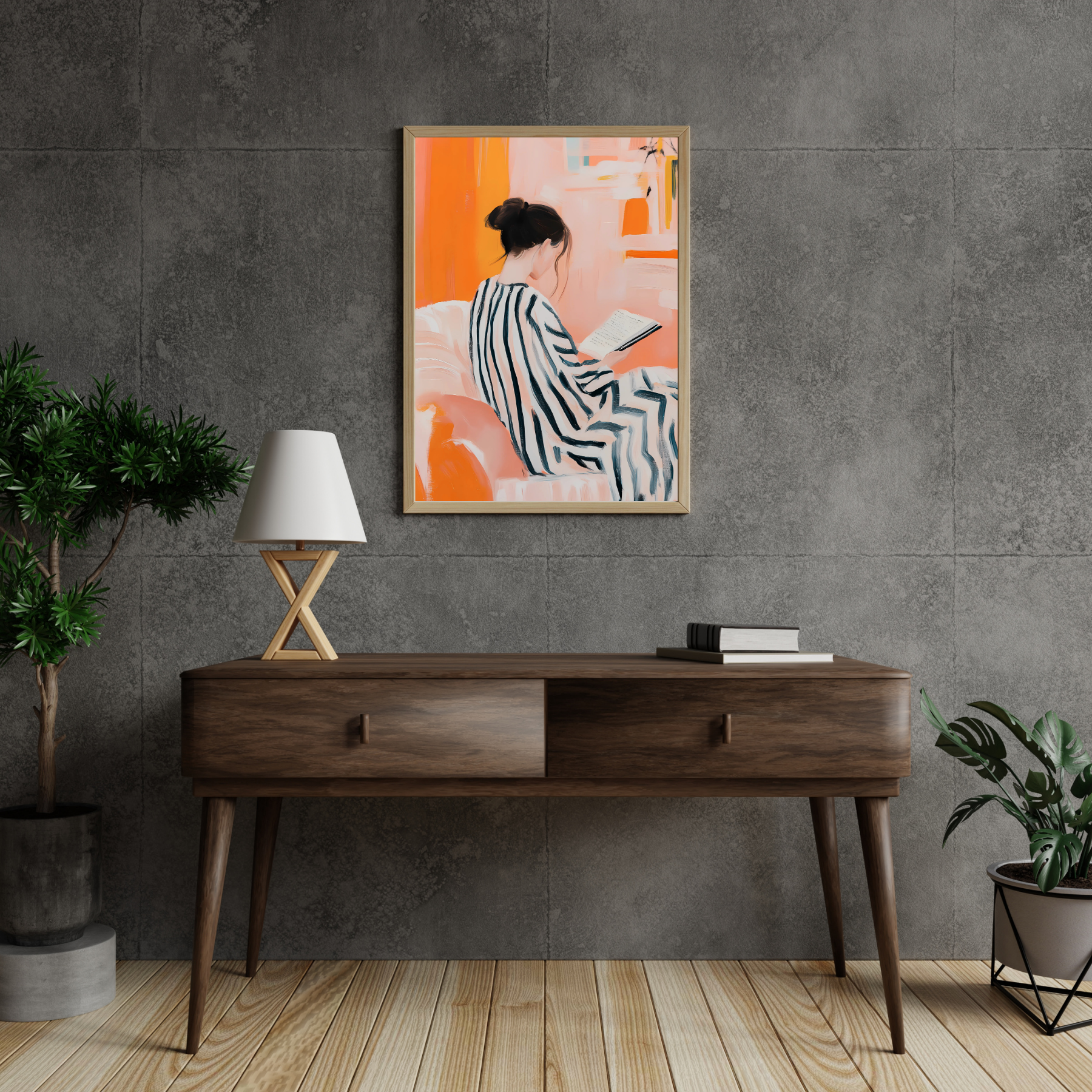 Cozy Bookish Modern Woman Reading